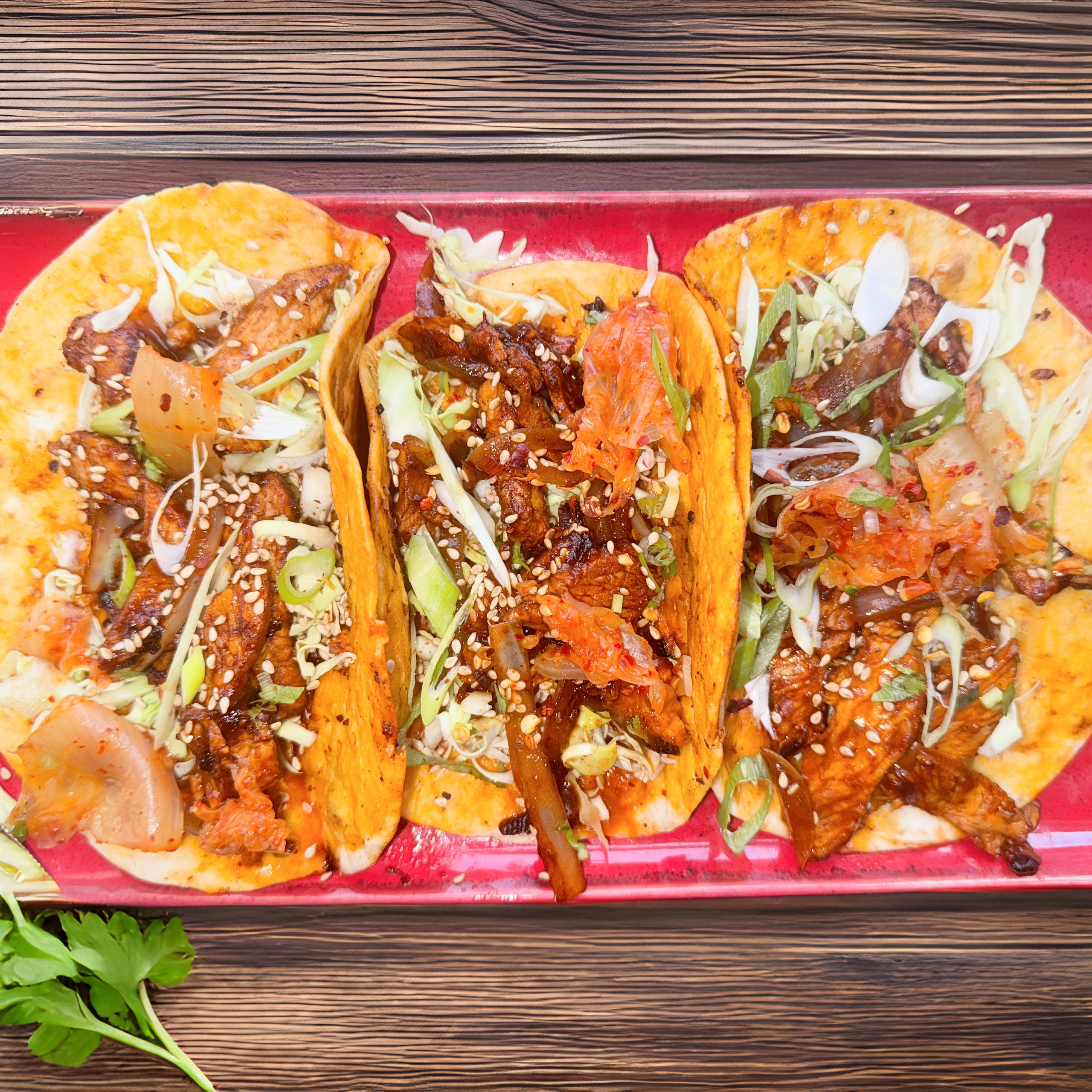 Korean Chicken Kimchi Tacos